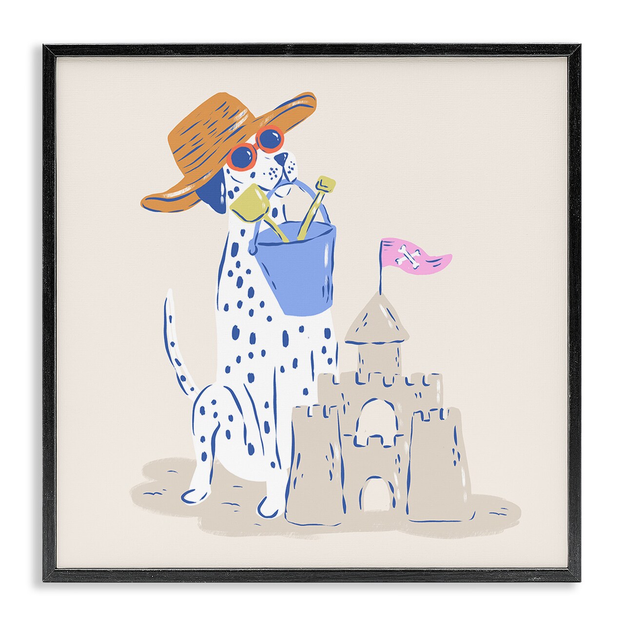 Stupell Industries Summer Sandcastle Dalmatian Framed Giclee, design by Krissy Mast